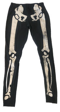 Skeleton Bone Legs Black Leggings Pants Halloween Costume Teenage Runaway SMALL